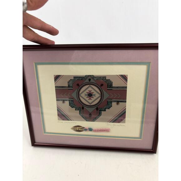 VTG Tori Garretson Mixed Media Hope Tapestry Southwest Wall Art- Signed Framed - Picture 11 of 12